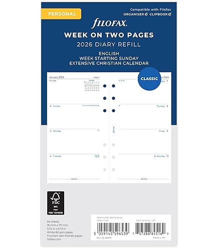 Amazon.co.jp: ファイロファックス システム手帳 リフィル 2026年 1月